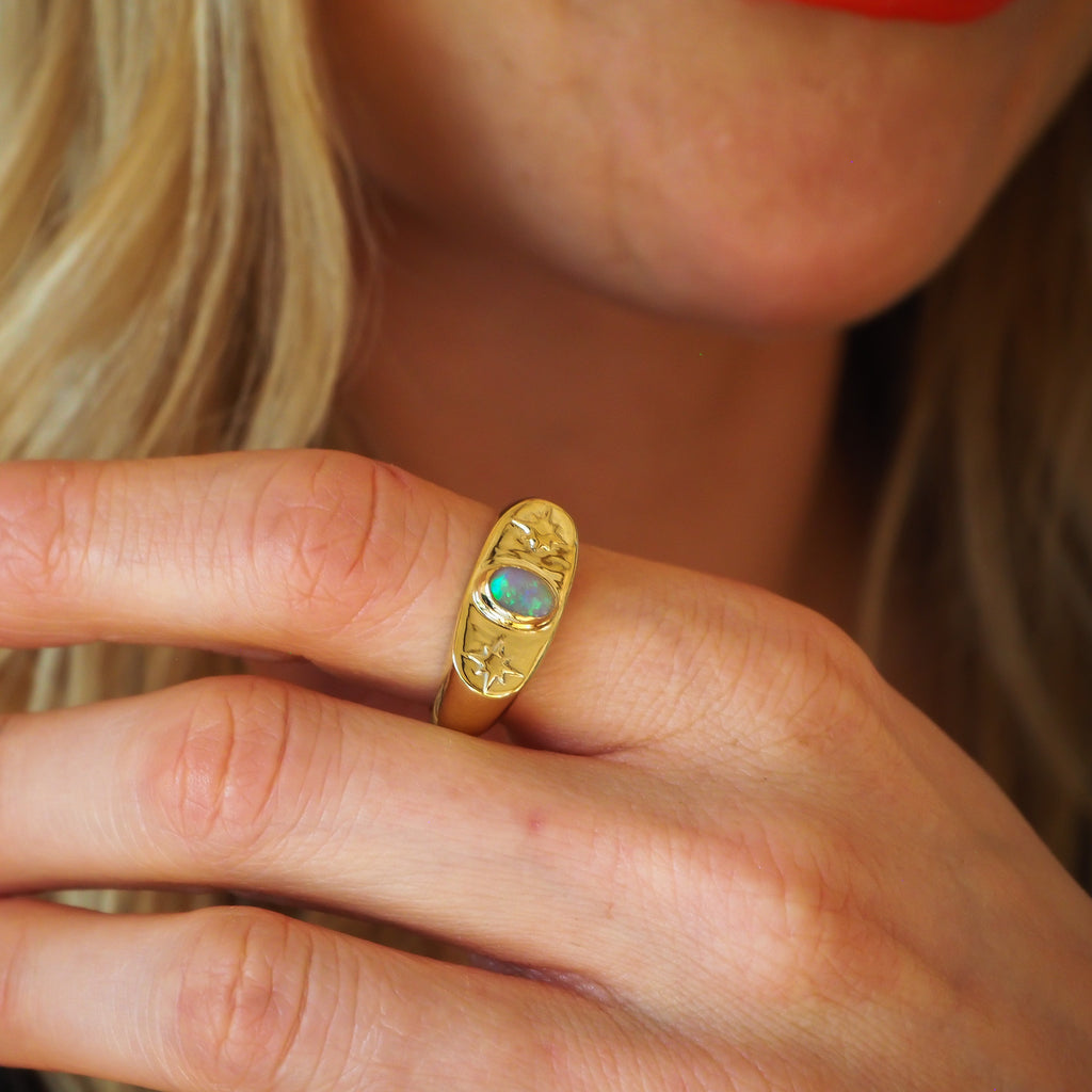 Gold Plated signet with Opal